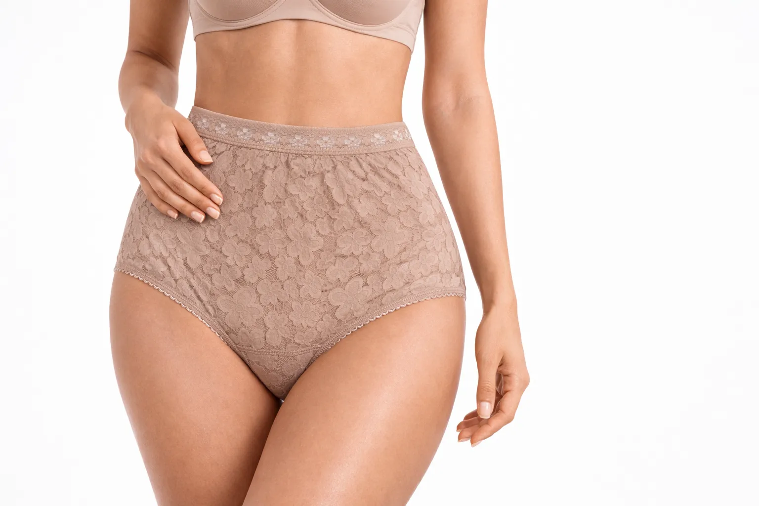 Braga alta blonda lycra M.001 Naiara 1 braga alta blonda lycra M.001 Naiara color visón