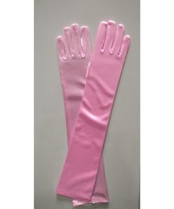 GUANTES LARGOS DE RASO M.R/14 ROSA FANTASIA CON BRILLO