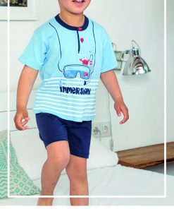 PIJAMA INFANTIL M/C ESTAMPADO BUZO M. 222005 CELESTE MUSLHER