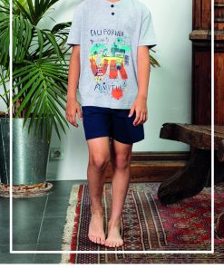 PIJAMA INFANTIL MANGA CORTA  ESTAMPADO CALIFORNIA M. 223000 GRIS MUSLHER