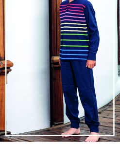PIJAMA M/L ALGODÓN ESTAMPADO LISTADO ARCO IRIS M. 223034 MUSLHER