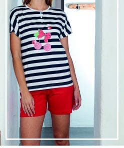 PIJAMA SRA M/C ESTAMPADO CEREZAS M. 226018 MUSLHER
