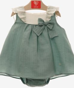 JESUSÍN BEBÉ (VESTIDO+BRAGA A JUEGO) M. 0074 DEL SUR "FAMILIA PANNA COTTA" VERDE EMPOLVADO