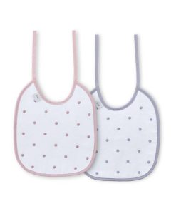 Pack-2 baberos para bebé algodón M.R2C ROSA Y GRIS Interbaby