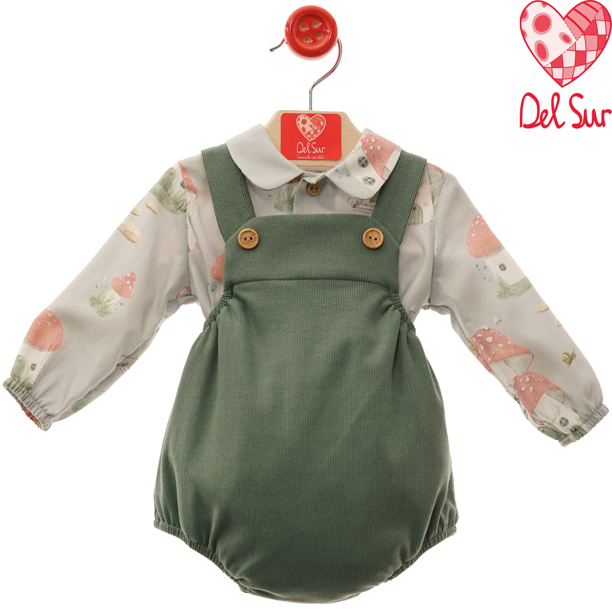 Conjunto bebé verde empolvado 2 piezas Del Sur M. 1031 1 1031 Conjunto rana moda para bebe marca fabrica del sur yoedu mayorista distribuidor