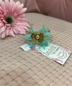 BRAZALETE CON CORALES EN VERDE AGUA Y FLOR DORADA M.BZR-V