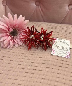 BRAZALETE CON CORALES Y PERLAS EN ROJO M.BZR-RJ