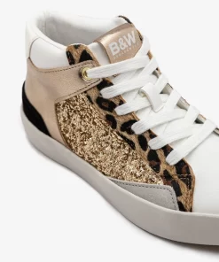b w junior zapatos sneakers basket leopard glitter high top sneakers b w 54681200787787 700x