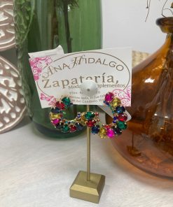 PENDIENTE CRISTAL CIRCONITAS COLORES M.ESPI-21
