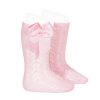calcetines altos calados con lazo rosa 1