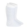 calcetines altos de perle calado geometrico blanco