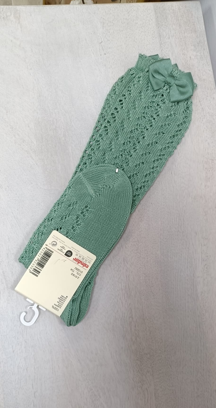 Calcetines altos perlé calados con lazo grogrén M.2519/704 JADE CONDOR 2 original 96DFA070 F475 4B23 BB39 2357FA54B0D2