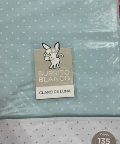JUEGO DE SÁBANAS TELA 135CM M. 238-14 VERDE AGUA BURRITO BLANCO