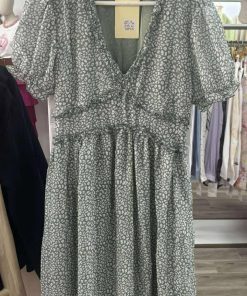 VESTIDO DE GASA FLORAL VERDE AGUA M.GA/VEA