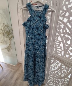 VESTIDO LARGO EN COLOR AZUL PAVO Y MARINO M.AP/MNO