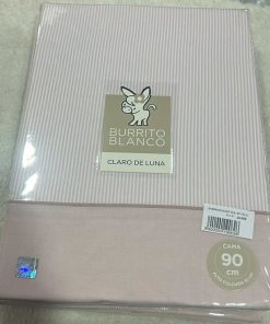 JUEGO DE SÁBANAS TELA 90CM M.TR1297 rosa y blanco de rayitas  BURRITO BLANCO