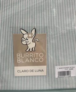 JUEGO DE SÁBANAS TELA 105CM M.TR1297 VERDE AGUA de rayitas  BURRITO BLANCO