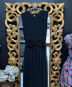 VESTIDO LARGO DE GASA CON PLISADOS M.PLI-NEGRO