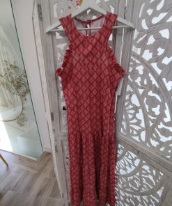 VESTIDO LARGO EN COLOR CORAL Y MALVA M.CO/MA