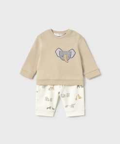 CONJUNTO 2 PIEZAS CHÁNDAL M. 2621 SUDADERA BEIGE Y PANTALÓN ESTAMPADO GRANITO VIGORÉ MAYORAL