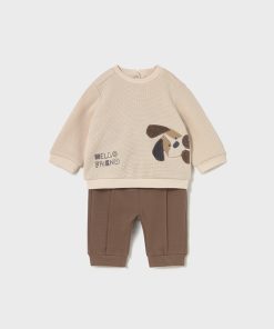 CONJUNTO 2 PIEZAS CHÁNDAL  M. 2639 SUDADERA BEIGE Y PANTALÓN MARRÓN MAYORAL
