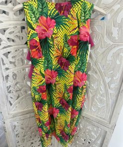 VESTIDO ESTAMPADO CON ESCOTE Y VOLANTES EN LA ESPALDA M.3444