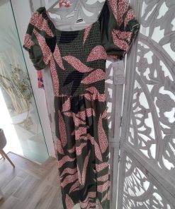 VESTIDO MIDI «NIDO DE ABEJA» ESTAMPADO M.NI-124
