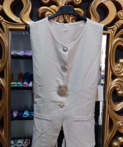 TOP SIN MANGAS CON BOTONES JOYA M.TP-BEIGE