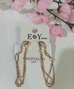 PENDIENTES LARGOS CON CADENAS DORADAS Y CIRCONITA M.CA-CIR