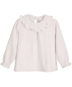 CAMISETA ALGODÓN CUELLO VOLANTE M. 15044 BLANCO CALAMARO