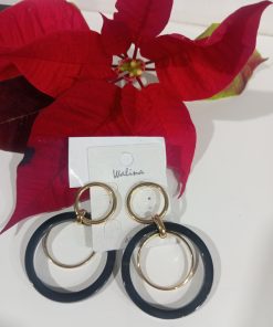 PENDIENTES DE ARGOLLAS NEGRAS Y DORADAS M.AR-GO