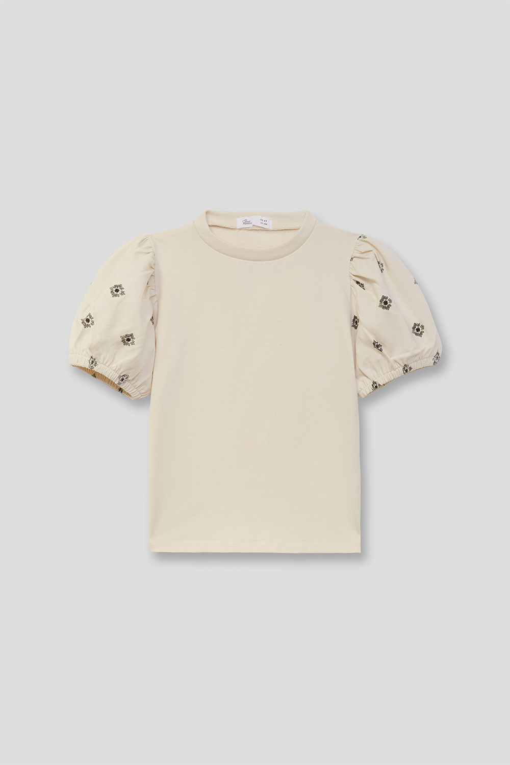 CAMISETA NIÑA M. 266031 BEIGE STREET MONKEY 1 Camiseta niña beige de algodón con mangas trabajadas, modelo infantil de Street Monkey