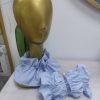 CONJUNTO DE CUELLO Y PUÑOS CONFECCIONADOS EN TEJIDO DE CUADROS VICHY M.13-BLANCO Y CELESTE 2 1 5
