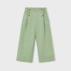 Pantalón largo botones niña M. 3589 MUSGO MAYORAL 12 Pantalón con botones color musgo para niña, de largo entero, en mezcla de liocel y lino