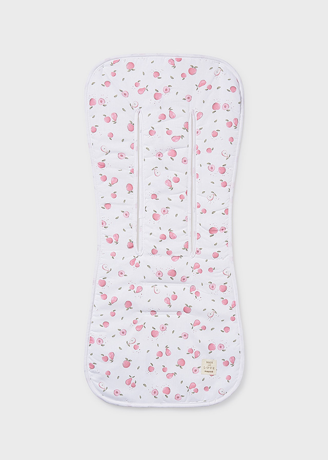 Colchoneta estampada para silla bebé M. 9124 ROSE TAN MAYORAL 1 Colchoneta para silla rosa de algodón estampado para cochecito de bebé