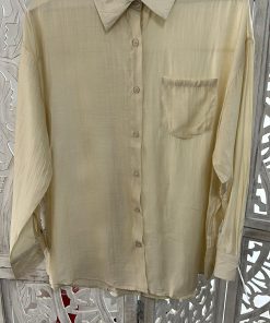 CAMISA FLUIDA CLÁSICA CON BOLSILLO M.10-AMARILLO SUAVE
