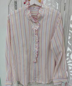 BLUSA DE ESTILO ROMÁNTICO CON ESTAMPADO DE RAYAS VERTICALES MULTICOLOR M.MUL-5