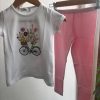 CONJUNTO 2 PIEZAS ALGODÓN M. BICI FLORAL ROSA TRAPITOS 10 Conjunto algodón niña rosa con camiseta de bordado central y leggins finos en rosa bebé