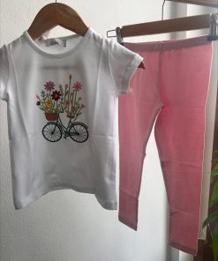 CONJUNTO 2 PIEZAS ALGODÓN  M. BICI FLORAL ROSA TRAPITOS