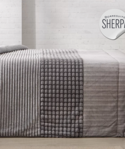edredon sherpa conforter manterol doko 070 geometrico gris con borreguito 1
