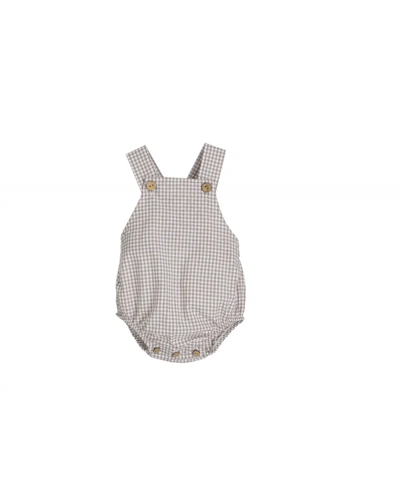 PETO MANDI M. 32541 ARENA CALAMARO 1 Peto de vichy para niño en tono arena, de la colección Mandi de Calamaro para el verano