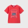Camiseta estampada color tomate de manga corta en algodón, con dibujo en el delantero