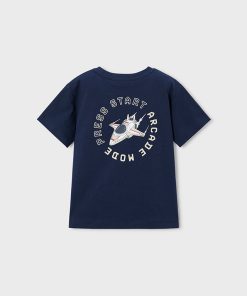 CAMISETA ESTAMPADA NIÑO M. 3063 AZUL MARINA TOMATE  MAYORAL