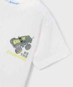 CAMISETA ESTAMPADA NIÑO M. 3063 BLANCO DETALLES VERDE MAYORAL