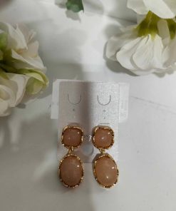 PENDIENTES SEMILARGOS CON PIEDRAS NUDE Y FILO DORADO M.NAC-30