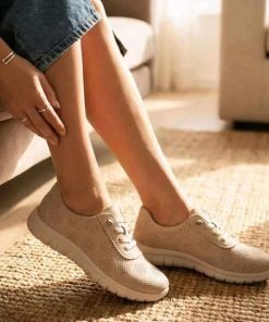 ZAPATILLAS DEPORTIVAS CÓMODAS CON PERFORADOS Y CORDONES ELÁSTICOS M.KDF-113 BEIGE