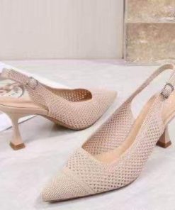 ZAPATO DE SALÓN DESTALONADO TRENZADO CON PUNTERA FINA Y TACÓN MEDIO M.HLP25-01 APRICOT