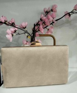 BOLSO DE MANO ELEGANTE EN TONO BEIGE CON ACABADO TIPO GAMUZA M.126-BEG
