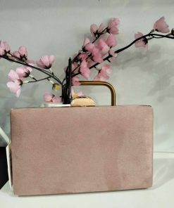 BOLSO DE MANO ELEGANTE EN TONO ROSA SUAVE CON ACABADO TIPO GAMUZA M.126-RS