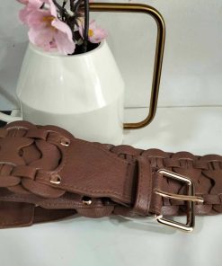 CINTURÓN ELÁSTICO CON TRENZADOS M.TRE-MARRÓN